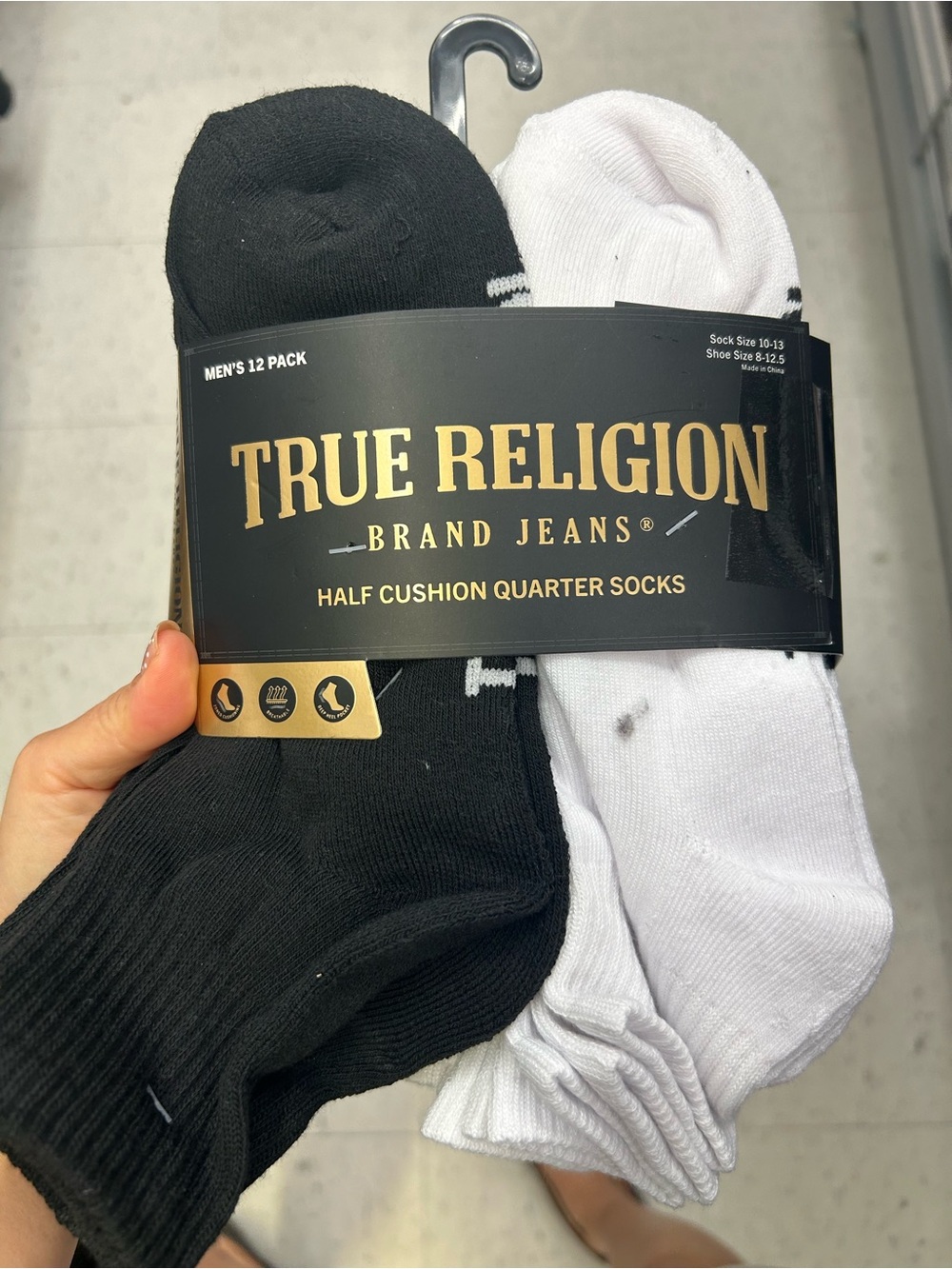 True Religion Men’s half cushion Quarter Athletic Socks 12 packs